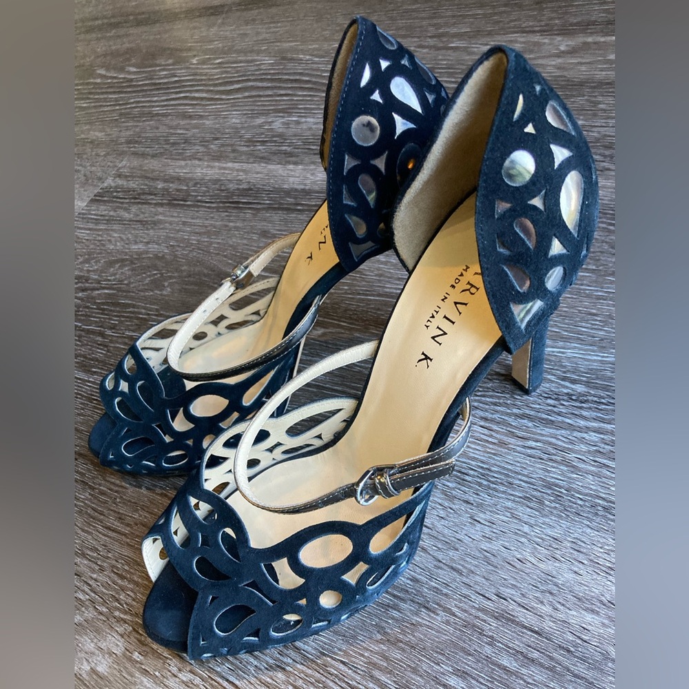 Italian Leather Peep Toe Heels